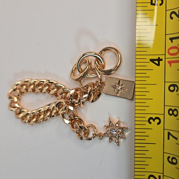 Ettika Starry Charms Gold Chain Bracelet with Star Charm Rhinestones Adjustable - Picture 10 of 11
